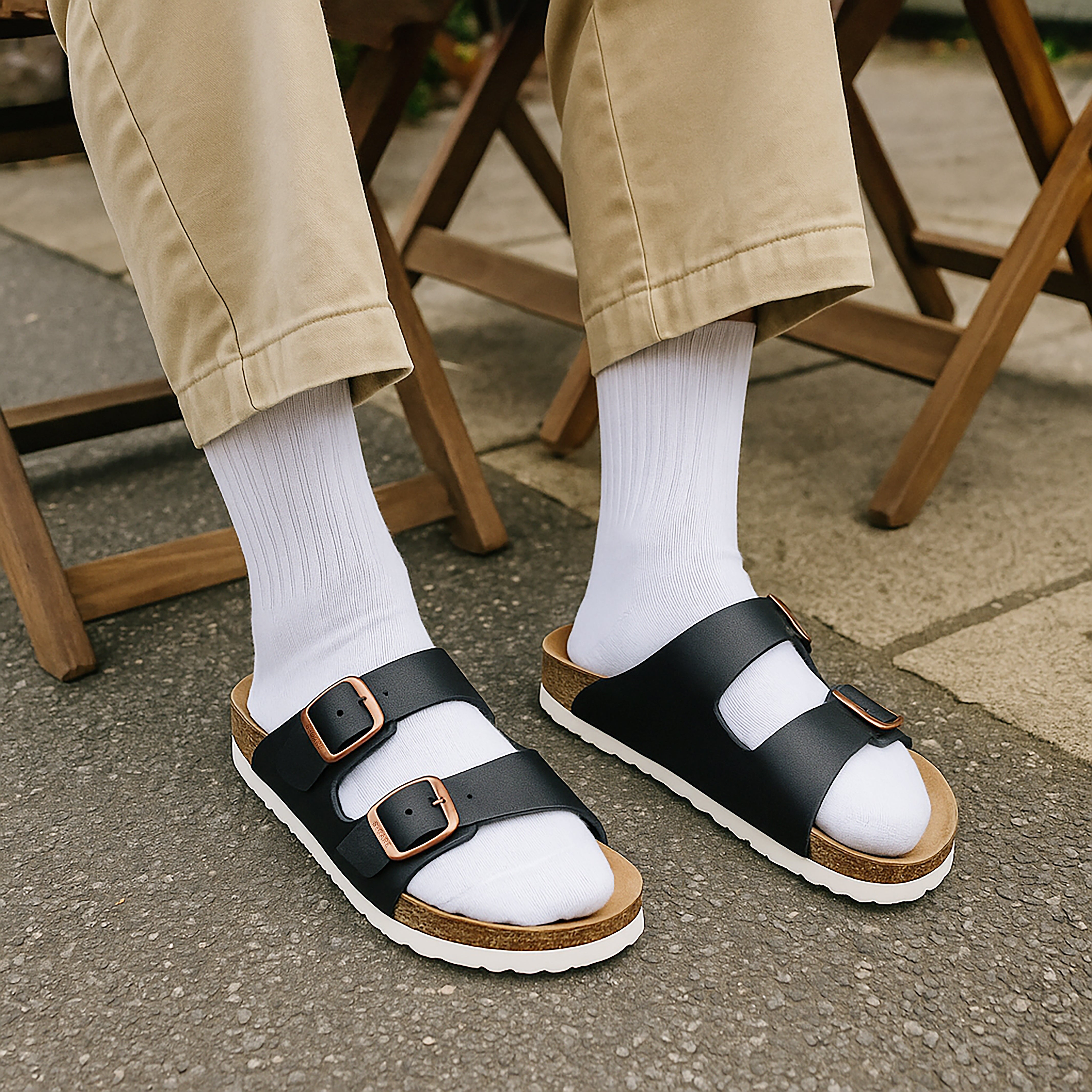 Doha Black Sandals – Supportive, Water-Resistant Comfort Sandals