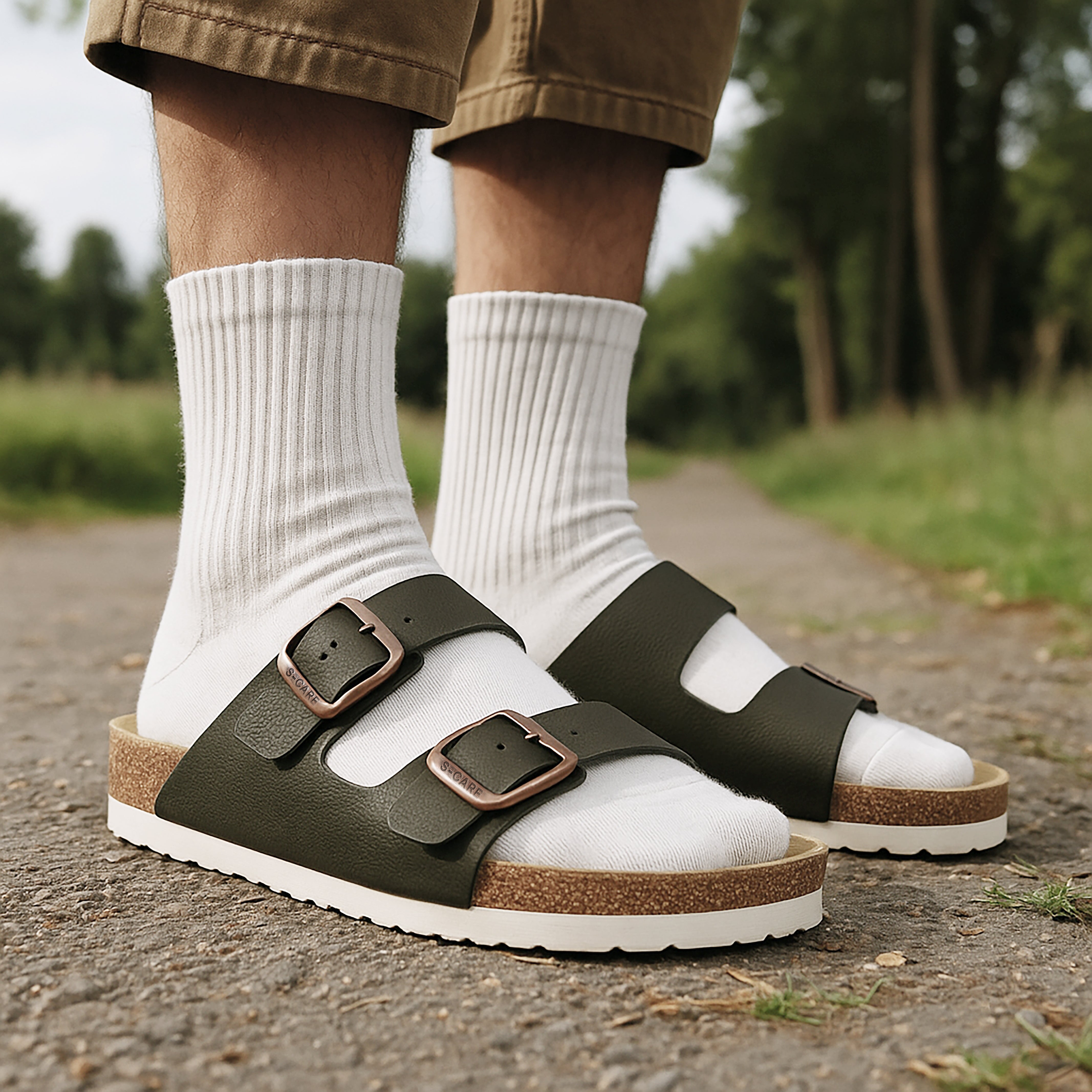 Doha Army Green Sandals – Supportive, Water-Resistant Comfort Sandals