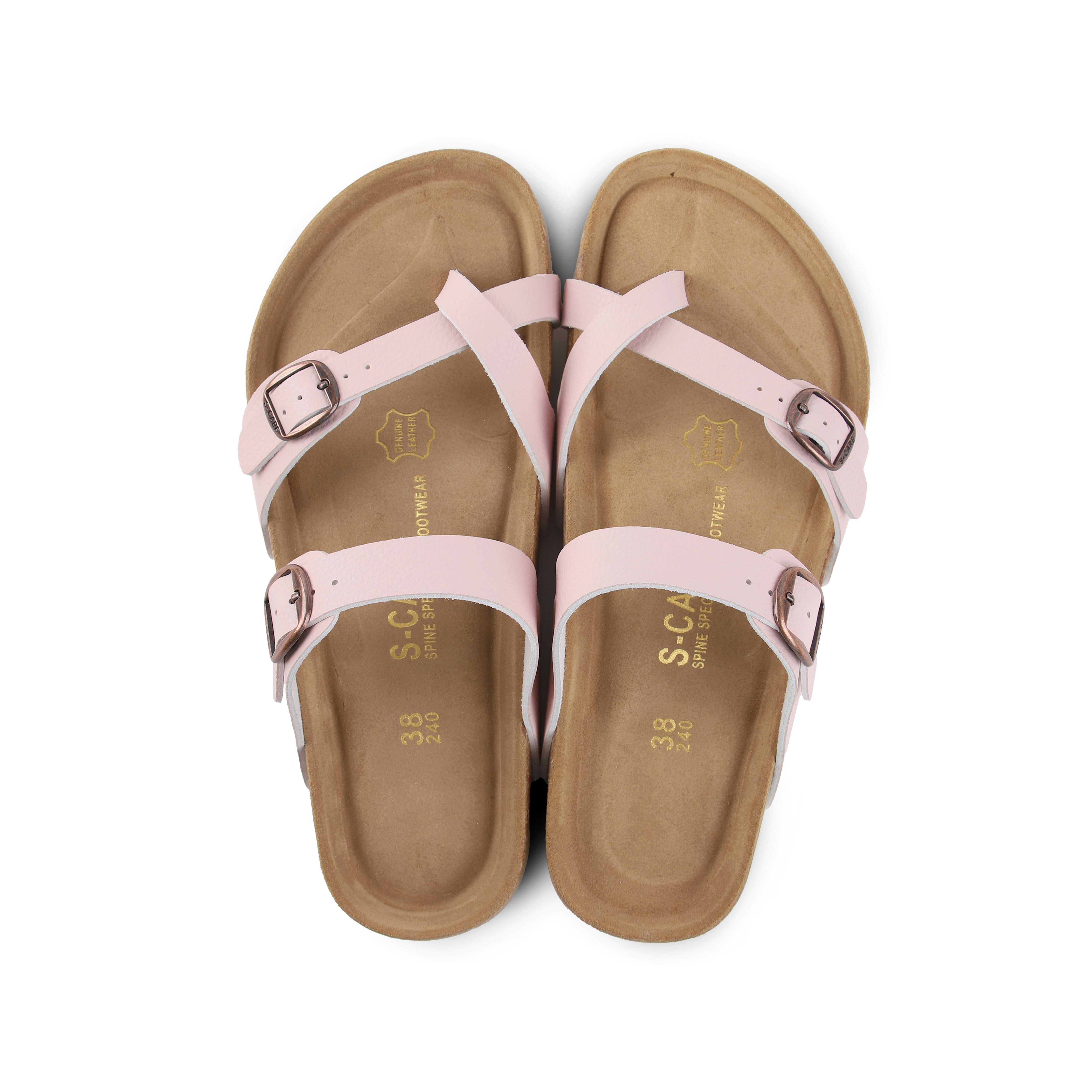 Top-down view of S-CARE Riyadh Sandals in pink, highlighting the contoured footbed and arch support.